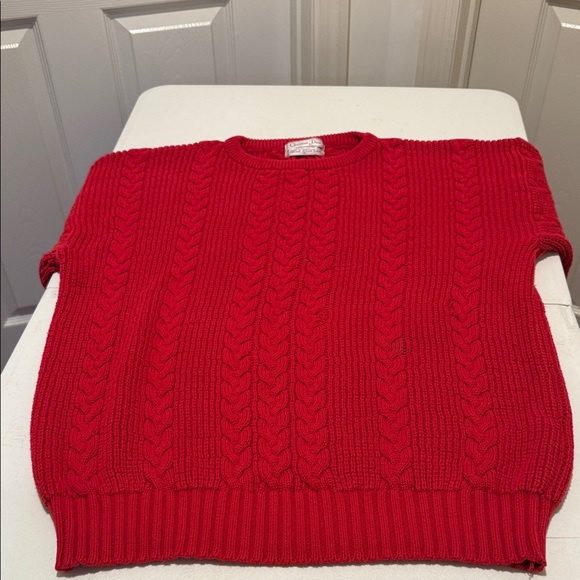Christian Dior Men's 1980s Vibrant Red CableKnit Crew Neck Refined Sweater Large - Picture 6 of 15